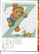 Schema punto croce Abecedario Orsetti 1z