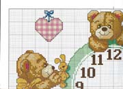 Schema punto croce Orologio Orsetti 1b