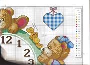 Schema punto croce Orologio Orsetti 1c