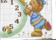 Schema punto croce Orologio Orsetti 1e