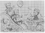 Schema punto croce Orsetti Nascita Spiaggia 2