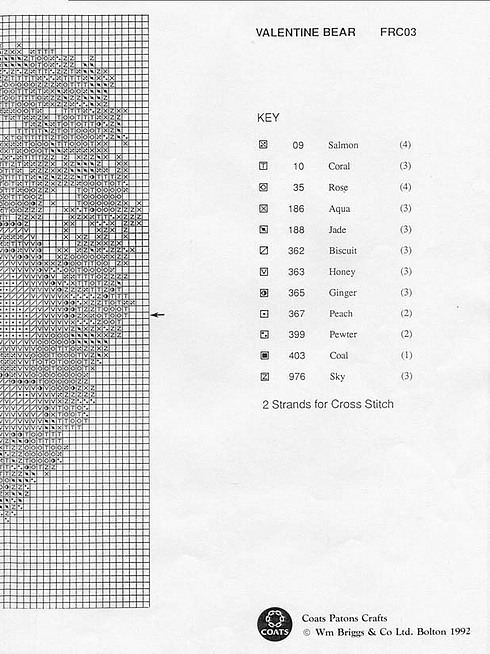 Schema punto croce Valentine Bear 3
