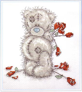 Schema punto croce Teddy Rose Rosse 1