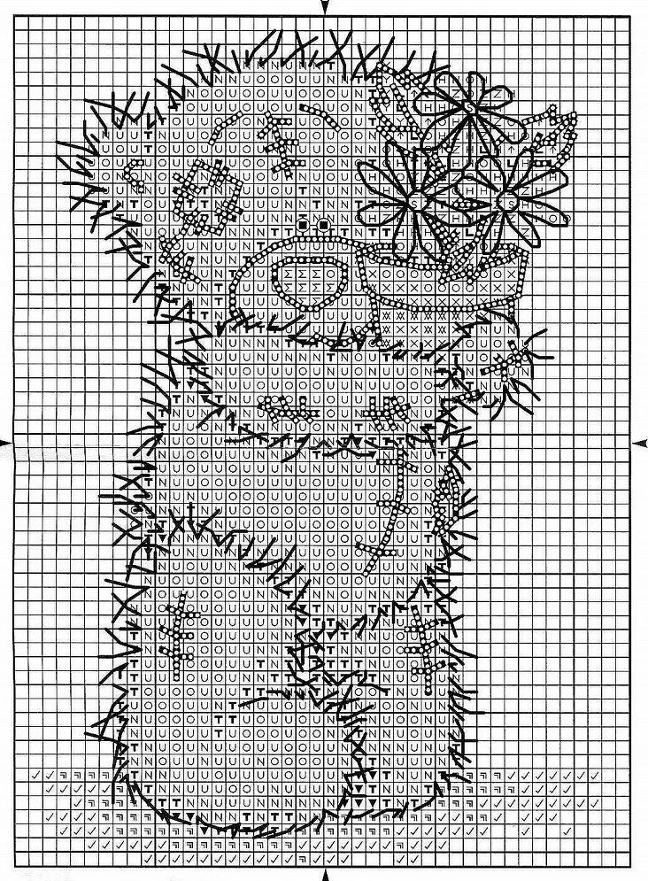 Schema punto croce Vaso Fiori Rosa 3