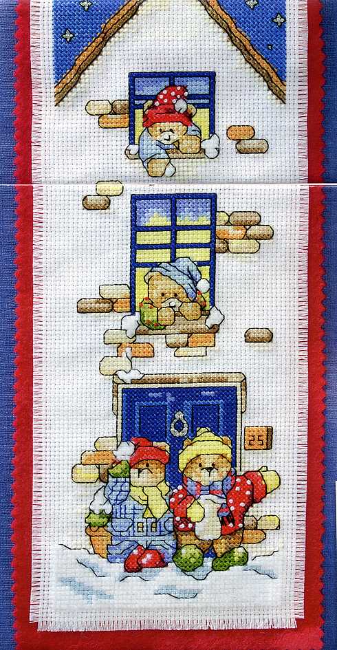 Schema punto croce Banner Orsetti 01