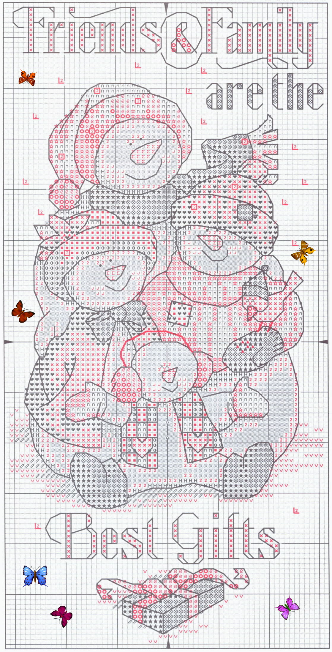 Schema punto croce Banner Snowman Family 02