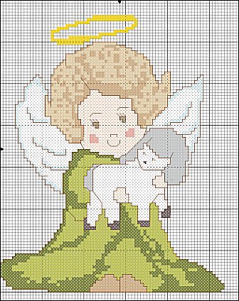 Schema punto croce Angioletto Con Pecorella