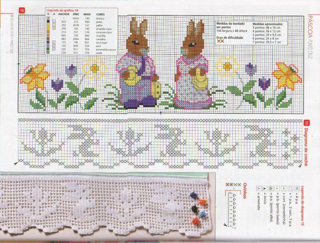Schema punto croce Bordo Coniglietti