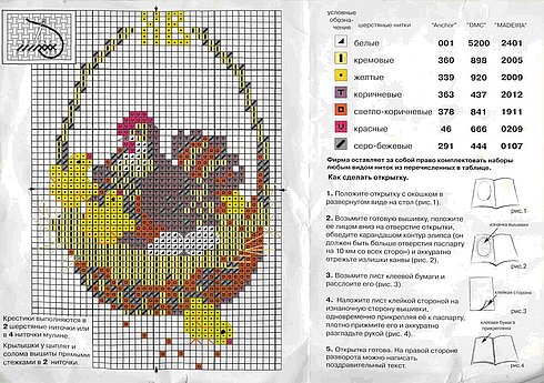 Schema punto croce Cestino Gallina 2