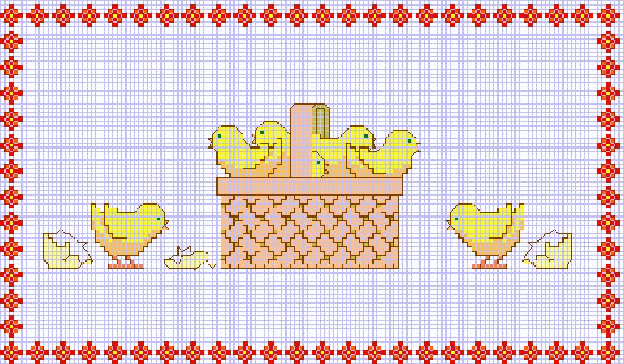 Schema punto croce Cestino Pulcino