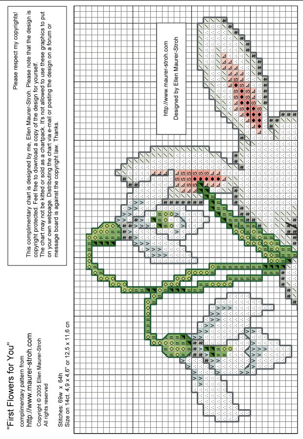 Schema punto croce Coniglietto Con Fiori 2