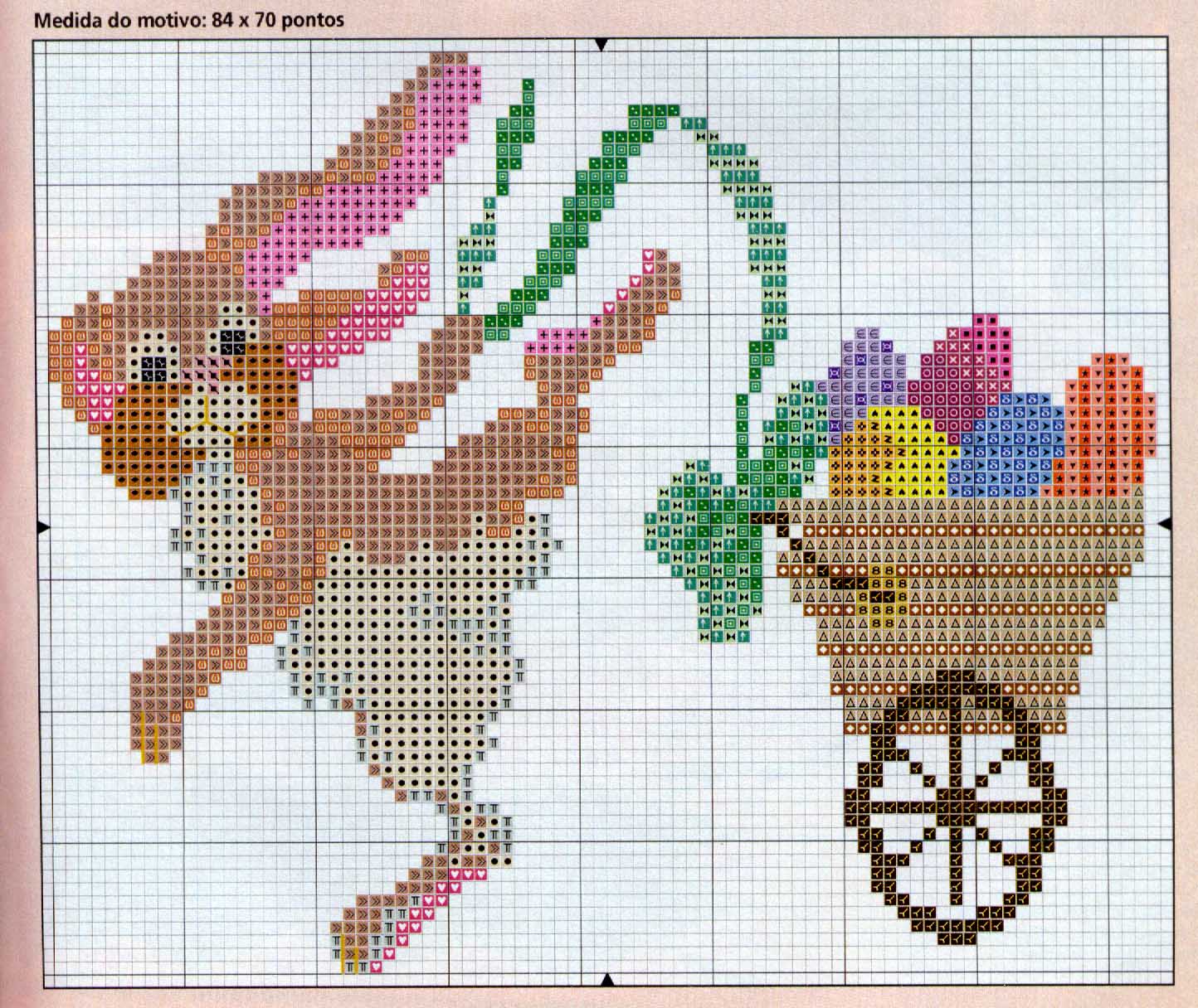 Schema punto croce Coniglio Carrettino 1