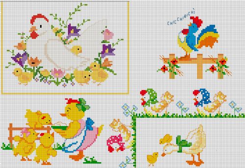 Schema punto croce Gallinelle