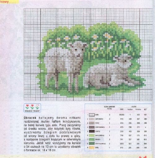 Schema punto croce Pecorelle Sedute
