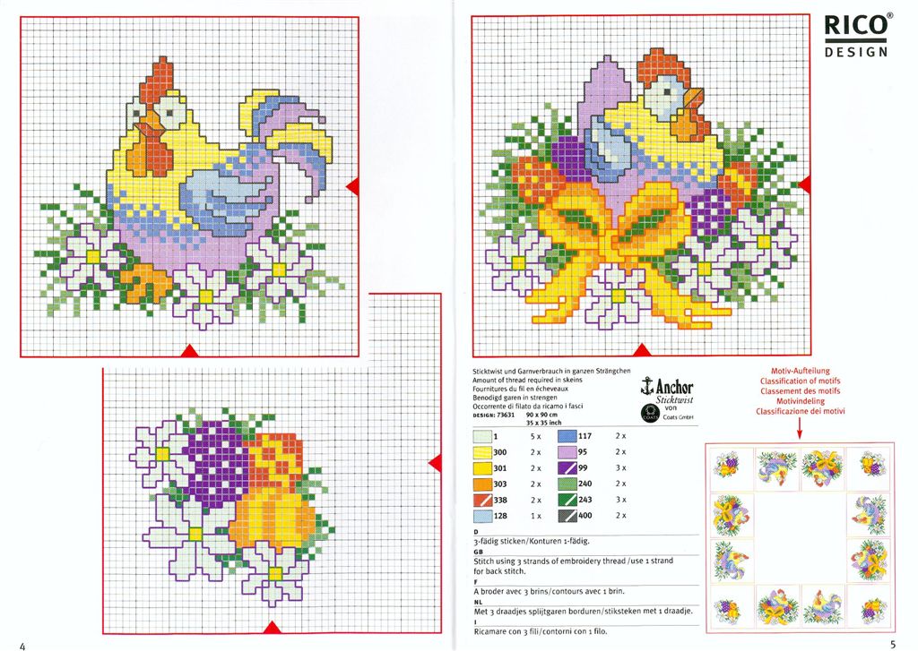 Schema punto croce Pollastra Fiocco