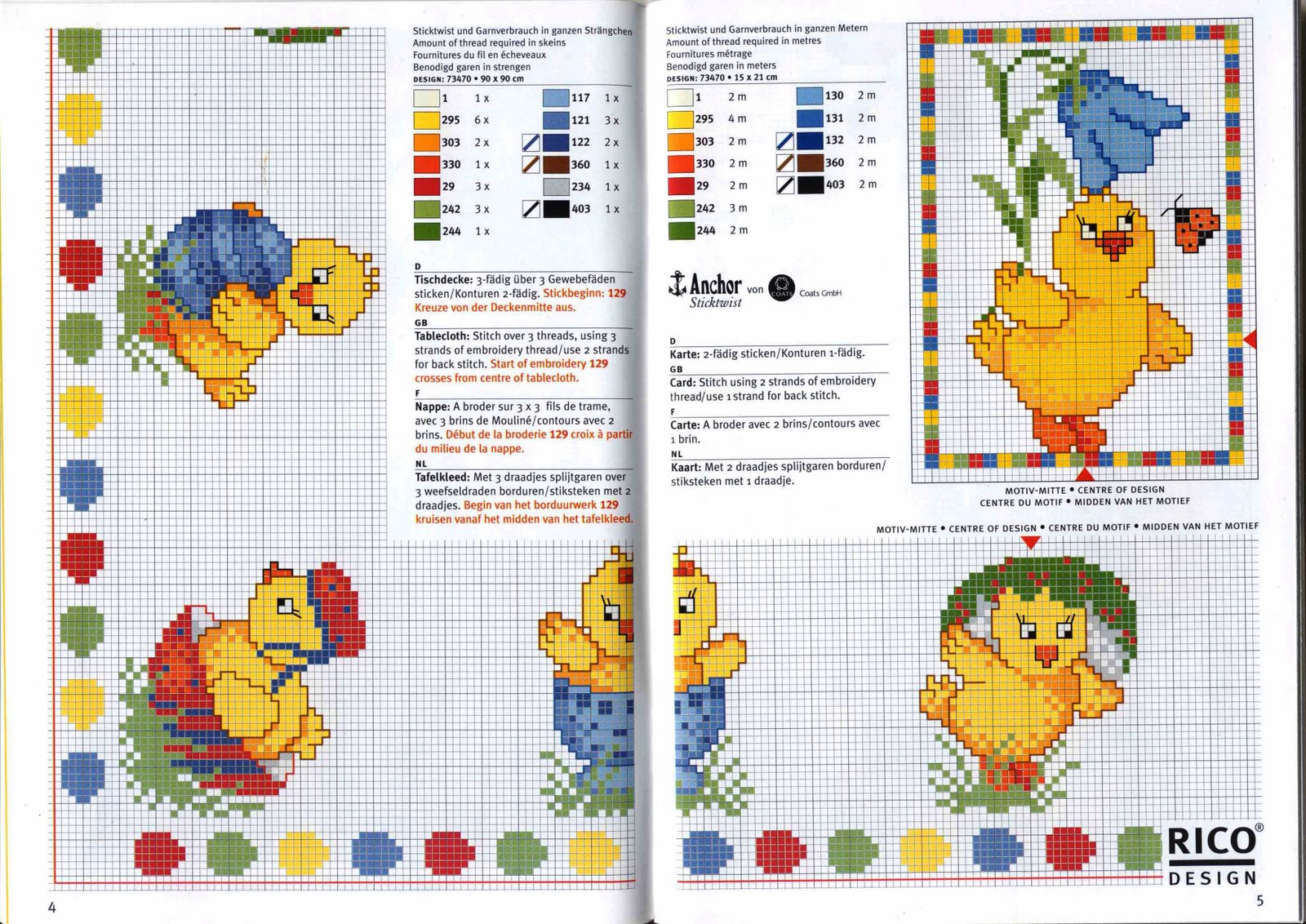 Schema punto croce Pulcini Uova Colorate