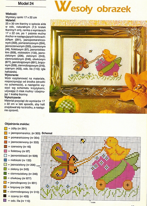 Schema punto croce Pulcino Farfalla