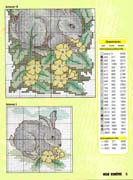 Schema punto croce Coniglio Fiori Gialli