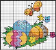 Schema punto croce Uova E Farfalline