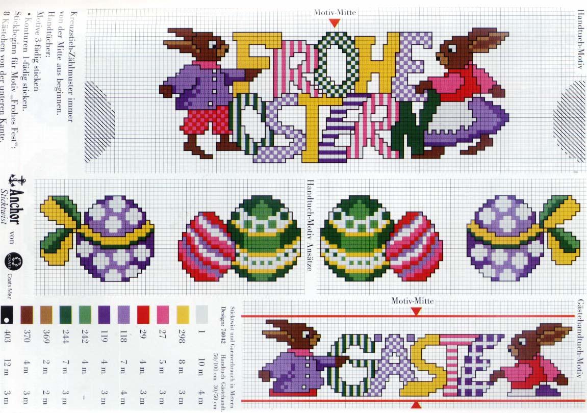 Schema punto croce Uova Coloratissime