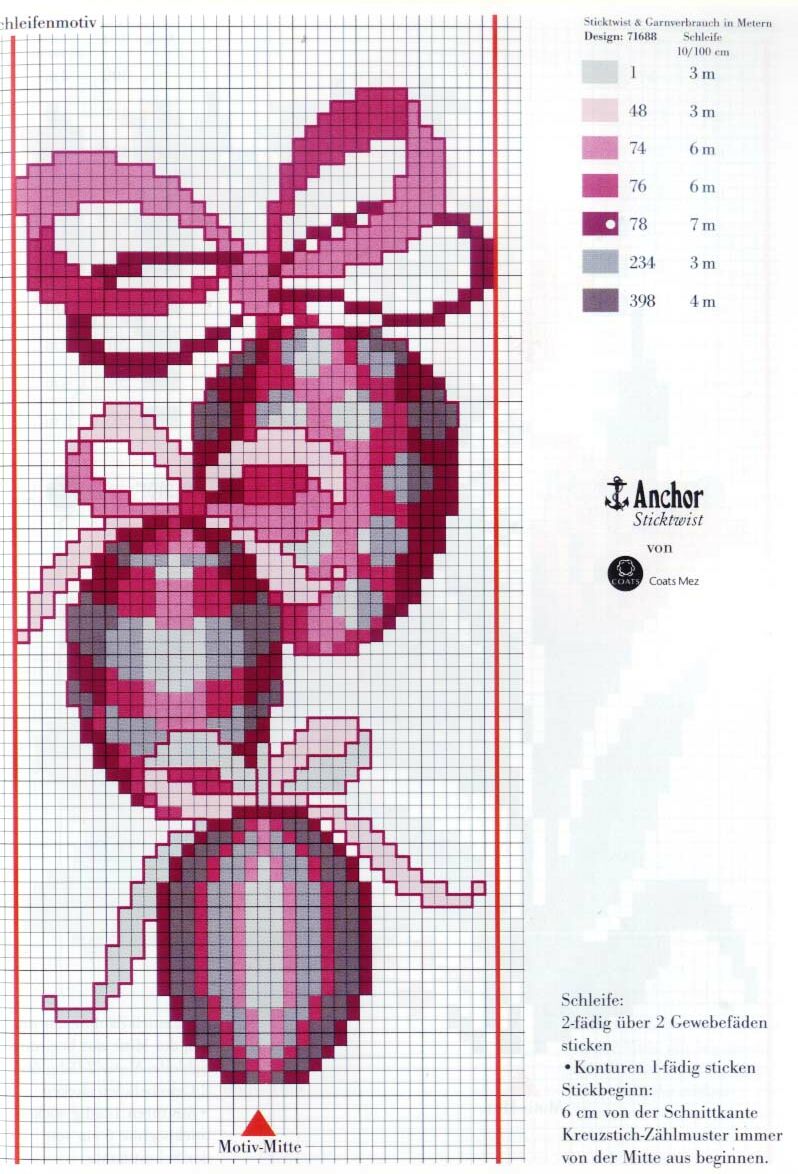 Schema punto croce Uova Con Fiocco