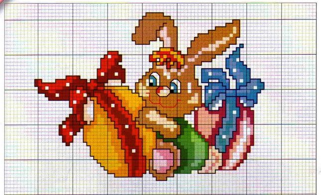 Schema punto croce Uova Coniglietto 2