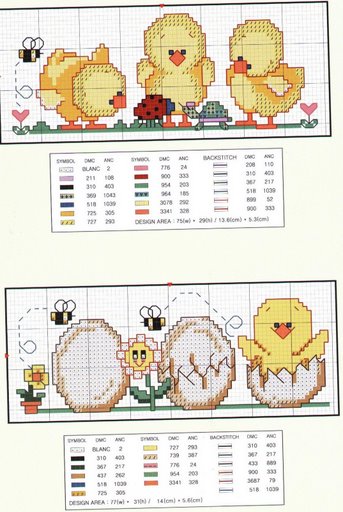 Schema punto croce Uova Pulcini 3