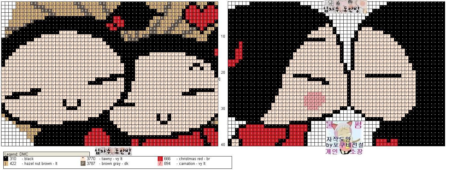 Schema punto croce Bacio Pucca