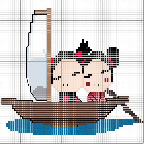 Schema punto croce Pucca In Barca