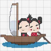 Schema punto croce Pucca In Barca