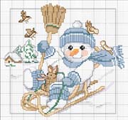 Schema punto croce Omino Con Slitta