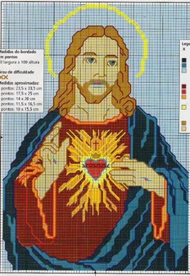 Schema punto croce Cuore Di Gesu