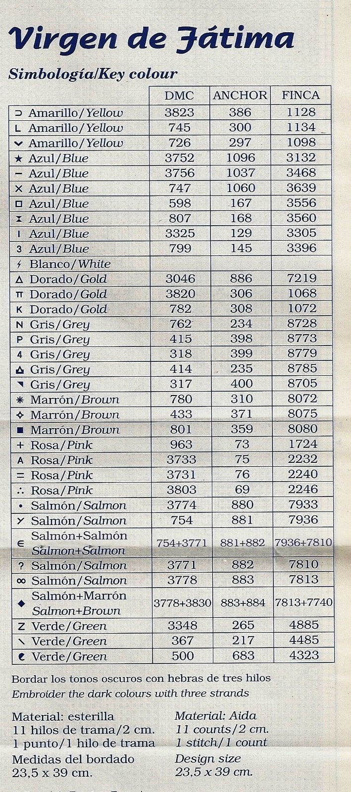 Schema punto croce Fatima 21