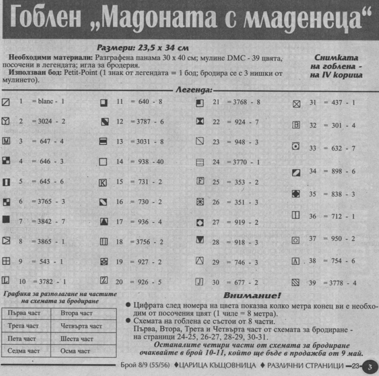 Schema punto croce Madonna Con Bambino 54