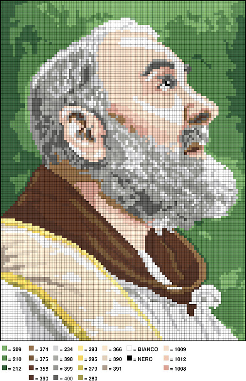 Schema punto croce Padre Pio