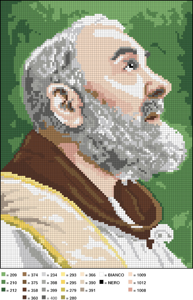 Schema punto croce Padre Pio 01