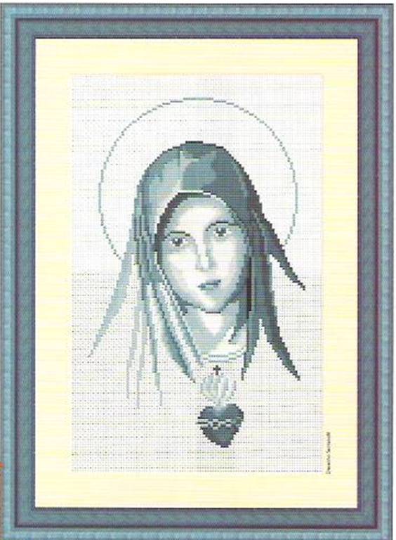 Schema punto croce Sacro Cuore Maria 01