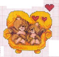 Schema San Valentino Orsetti innamorati in poltrona 