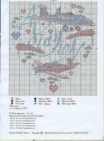 Schema punto croce Cuore Aeroplano