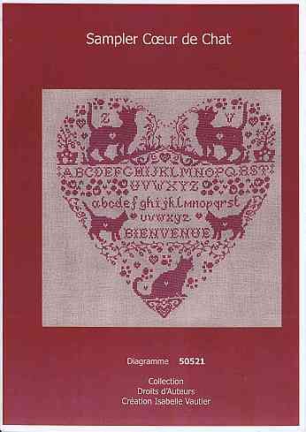 Schema punto croce Cuore Di Gatti 1