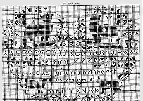 Schema punto croce Cuore Di Gatti 2