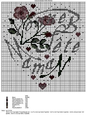 Schema punto croce Cuore E Fiore