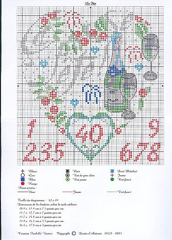 Schema punto croce Cuore Enoteca 2