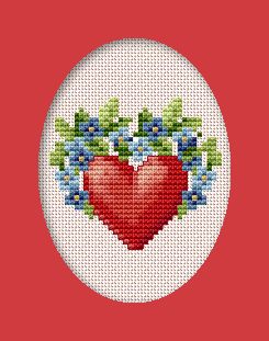 Schema punto croce Cuore Rosso 1