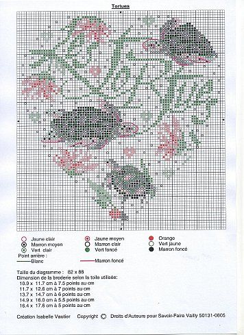 Schema punto croce Cuore Tartarughe 2