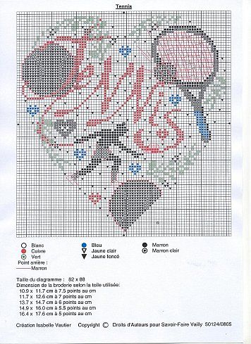 Schema punto croce Cuore Tennis 2