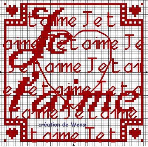 Schema punto croce Je Taime