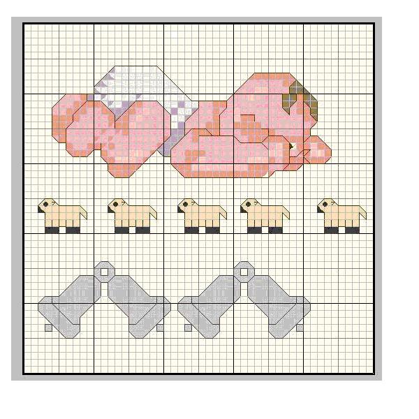 Schema punto croce Pecorelle Campane
