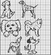 Schemino punto a croce Cani