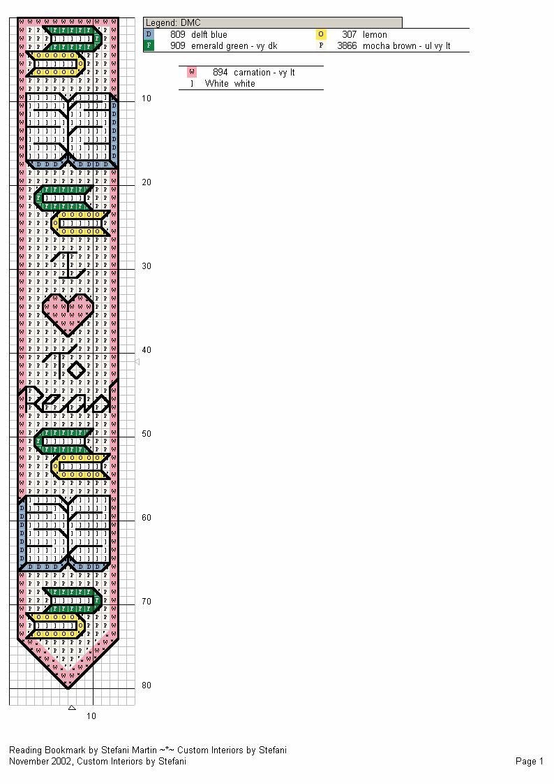 Schema punto croce Segnalibro Libro Cuoricino
